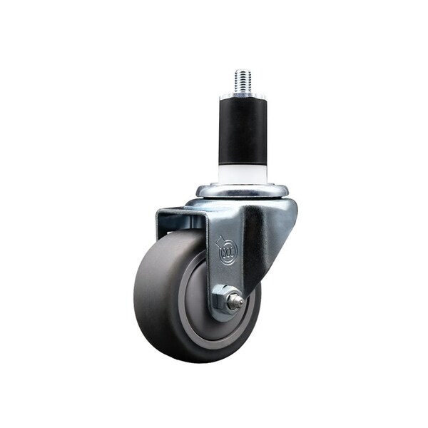 3'' SS Thermoplastic Rubber Wheel Swivel 1-1/2'' Expanding Stem Caster